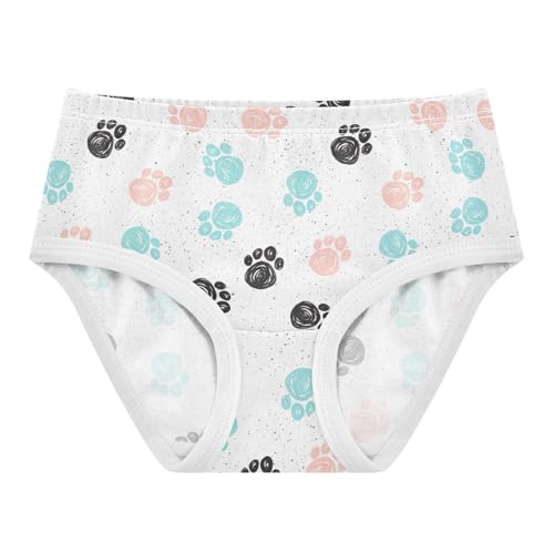 Girls' Underwear Cat Paw Print Cotton Stretch Comfort Toddler Panties