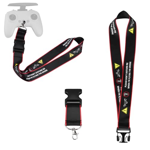 Image of Neck Lanyard with Metal Clip Compatible with DJI FPV Remote Controller 3 /2, Nylon Braided Shoulder Neck Lanyard Strap with Flight Safety Warning Slogan Remote Control Accessories