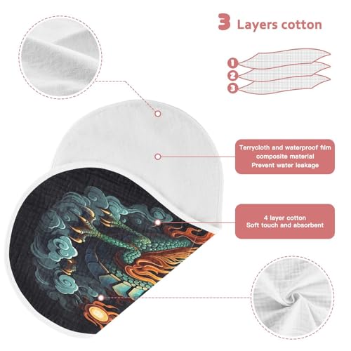 J JOYSAY Chinese Dragon Cloud Dark Baby Burp Cloths for Boys Girls Large 22''x11'' Cotton 4 Layer Large Burp Cloths for Babies one sizex43