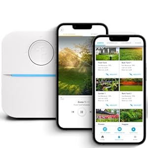 Rachio WiFi Smart Sprinkler Controller (8-Zone Irrigation Remote Control) â App-Based Scheduling, Local Weather Intelligence, Rain Skips, Easy DIY Install