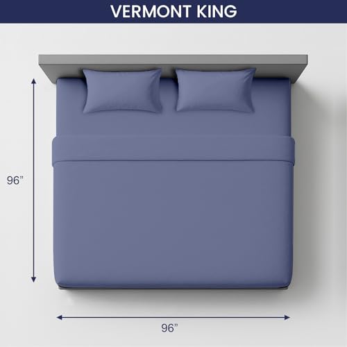 Image of SGI 96 inchx96 inch 4 Pc Vermont King Sheet Set 600 TC 18 inch Deep, Mediterranean Blue