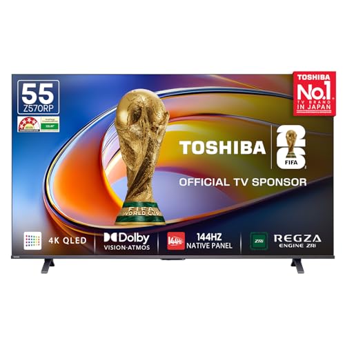 Toshiba 139 cm (55 Inches) 4K Ultra HD Smart QLED TV | Dolby Vision Atmos, HDR10+ | 144 Hz Panel | 24W Powerful Speaker | REGZA Engine ZRi | Voice Control |...