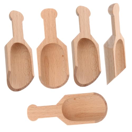 TEMPNAP 5個 木製ミニ計量スプーン点 耐久性のある塩 茶葉用スクープ 人間工学ハンドルで持ちやすい 多用途キッチンアクセサリー 環境に優