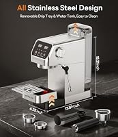 Aromaster 1400W Espresso Machine with Milk Frother, Stainless Steel — image 4