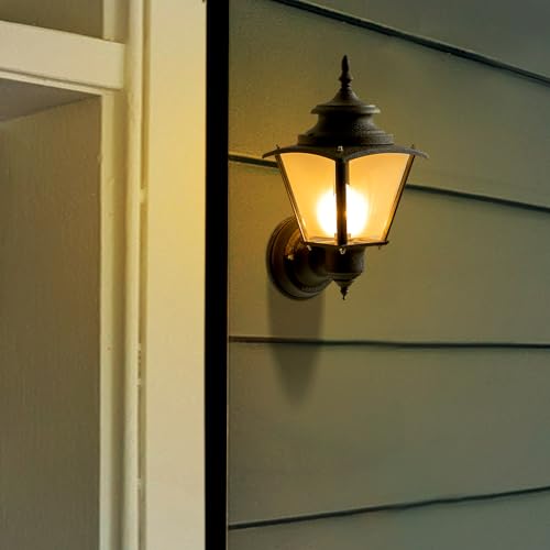 Image of Divine Trends Aluminium Waterproof Outdoor Wall Lamp Lantern Matt Black Finish for Indoor and Outdoor Use, LED Bulb Included Pack of 1 Wall Light