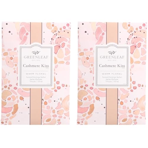 GREENLEAF Cashmere Kiss Duftsäckchen Schubladenduft Lufterfrischer für Schlafzimmer Badezimmer Auto Noten von Zitrus Jasmin Rose Vanille Patchouli Moschus 2 Stück