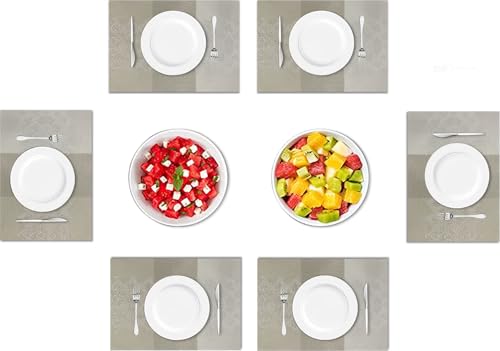 Image of Amazon Brand - Umi PVC Vinyl Multi Wave Design Placemat ST10002TH - Heat Resistant, Wipe Clean, Anti-Skid Table Mats for Dining Table, KitchenHome Decor (30x45 CM Multi Set of 6)