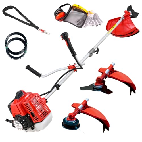 Synergy Desbrozadora Gasolina 2 en1-65cc 4,9cv Motor 2 Tiempos- Disco de 3 Puntas, Cabezal de Hilo Automático, Arnés, Kit de Protección y 20m de Hilo