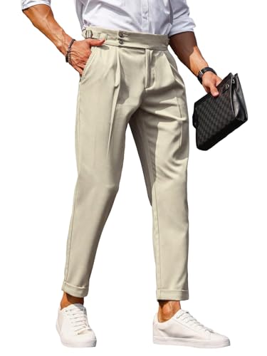 Floerns Men's Fold Pleated Tailored Pants Work Office Business Trousers Pants3