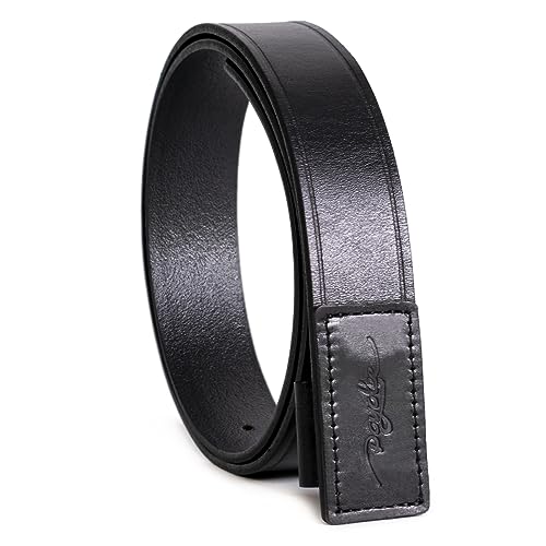 POYOLEE No Buckle Leather Belts Mechanic Belt for Men Adjustable Buckleless No-Scratch Leather Work Belt (Black, 38'')