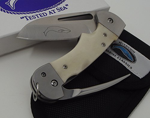 Myerchin Knives Tested at Sea Professional Captain's Knife Engravable Natural Bone Handle Knife & Rigging Spike AF300