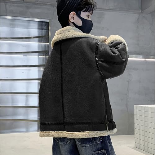 Boys Winter Coat Heavyweight Fleece Lined Waterproof Winter Jacket Genuine leather wool Warm windproof3