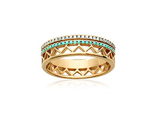 Bague multi rangs Tata Gisèle en plaqué or et turquoise pour vos looks d'été
