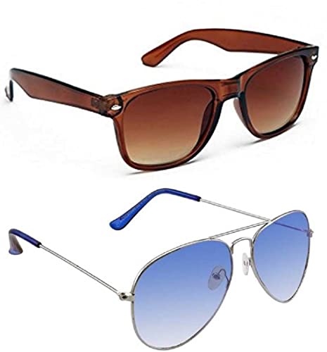 Image of UV-Protected Unisex Wayfarer And Aviator Combo Pack Of 2 Sunglasses