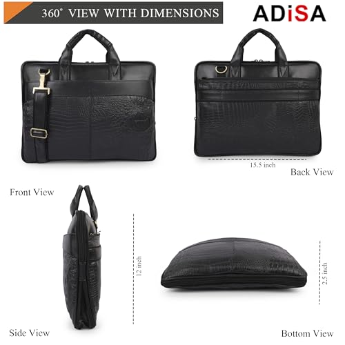 Image of ADISA Laptop Messenger Office Bag Briefcase for Work for Men (LB6056-BLA)