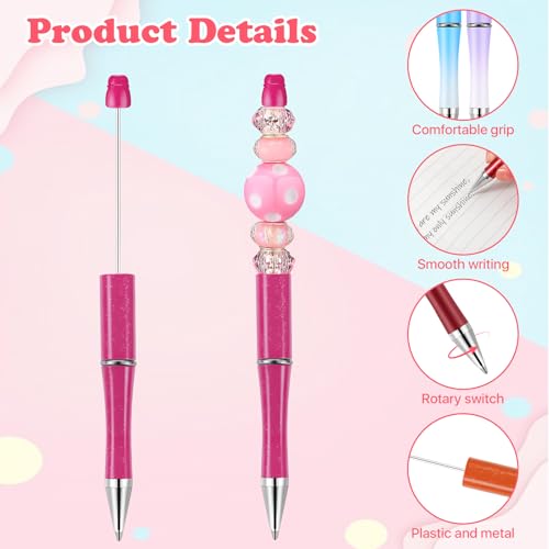 Stylos à bille perlables en plastique par lot de 150 pièces avec 25 couleurs et recharges