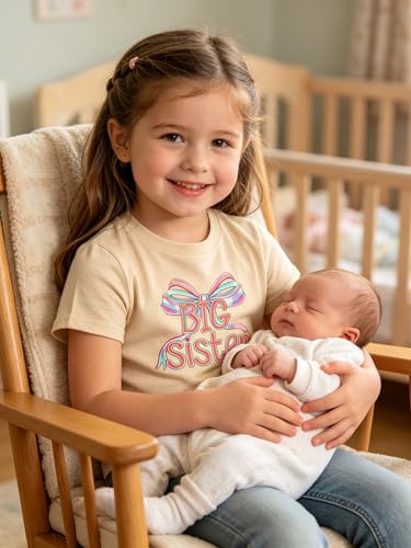 Image of Funnycokid Big Sister Shirts for Girls Pregnancy Announcement Toddler Promoted to T-Shirt 1-7 Years