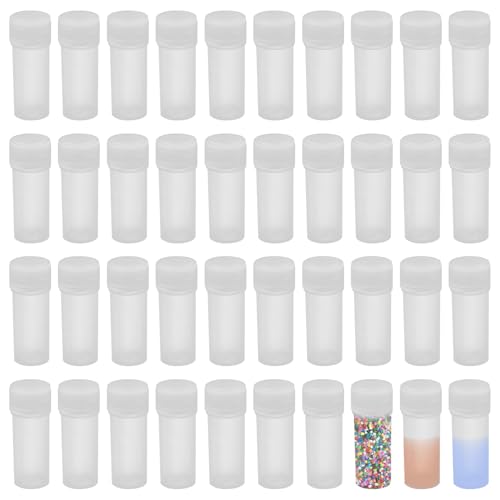 SYEYCW 40 Piezas Tubos de Ensayo, 5ml Tubo de Laboratorio con Tapa, Reutilizable Botellas de Muestra de Plástico, Contenedor de Almacenamiento, Transparente Mini Tubos de Ensayo, para Laboratorio