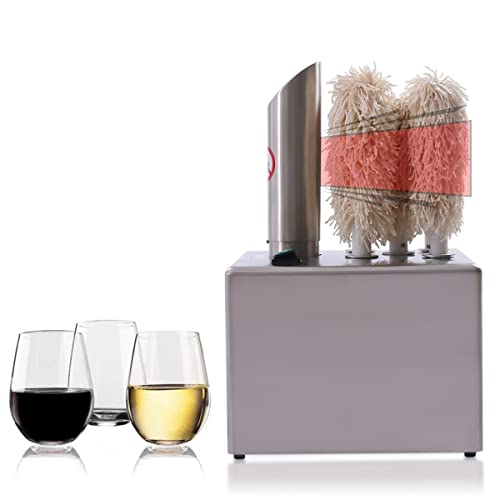 LOYALHEARTDY 2-In-1 Commercial Glass Polisher, 5 High-Speed Rotating Brushes Electric Wine Glass Polishing Machine with Drying Pole, Wine Glassware Polishing Machine for Bars, Ktv, Hotels