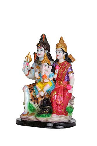 Image of B.S HANDICRAFTS Polystone Shiv Parivar Murti Idol Big Lord Shiva Family Statue (Height 13 Inch), Multicolor