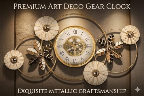 Image of Mokshith Large Wall Clock Creative Metal Flower Leaf Design Silent Non Ticking Decoration Clocks for Living Room Bedroom Home (MO-26)