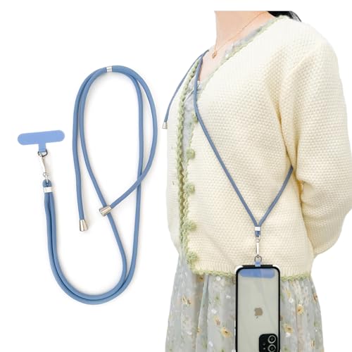 [ENZE] エネゼ スマホショルダーストラップ マカロン限定色 ハンドメイド ストラップホルダー ロング ショルダーストラップ スマホ用 長さ調整可能 携帯用 全機種対応 1個入り ライトブルー (ライトブルー)