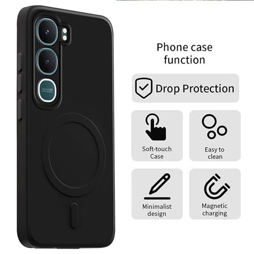 Image of amazon basics Back Cover for Vivo Y31 5G Soft Matte Silicone Mag-Safe Design (Mag-Safe Not Support) Camera Protection | Slim Fit Bumper Cover (Black)