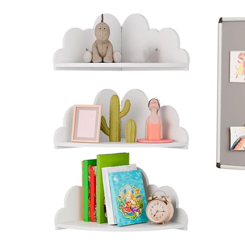 Qkbuza Estante esquinero | Estante de almacenamiento de pared de nube para decoración del hogar | Estantes de esquina para almacenamiento de dormitorio | para libros, juguetes, decoración de pared