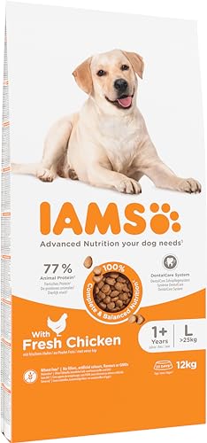 IAMS Hundefutter trocken mit Huhn - Trockenfutter für Erwachsene Hunde ab 1 Jahr, geeignet für große Hunde, 12 kg