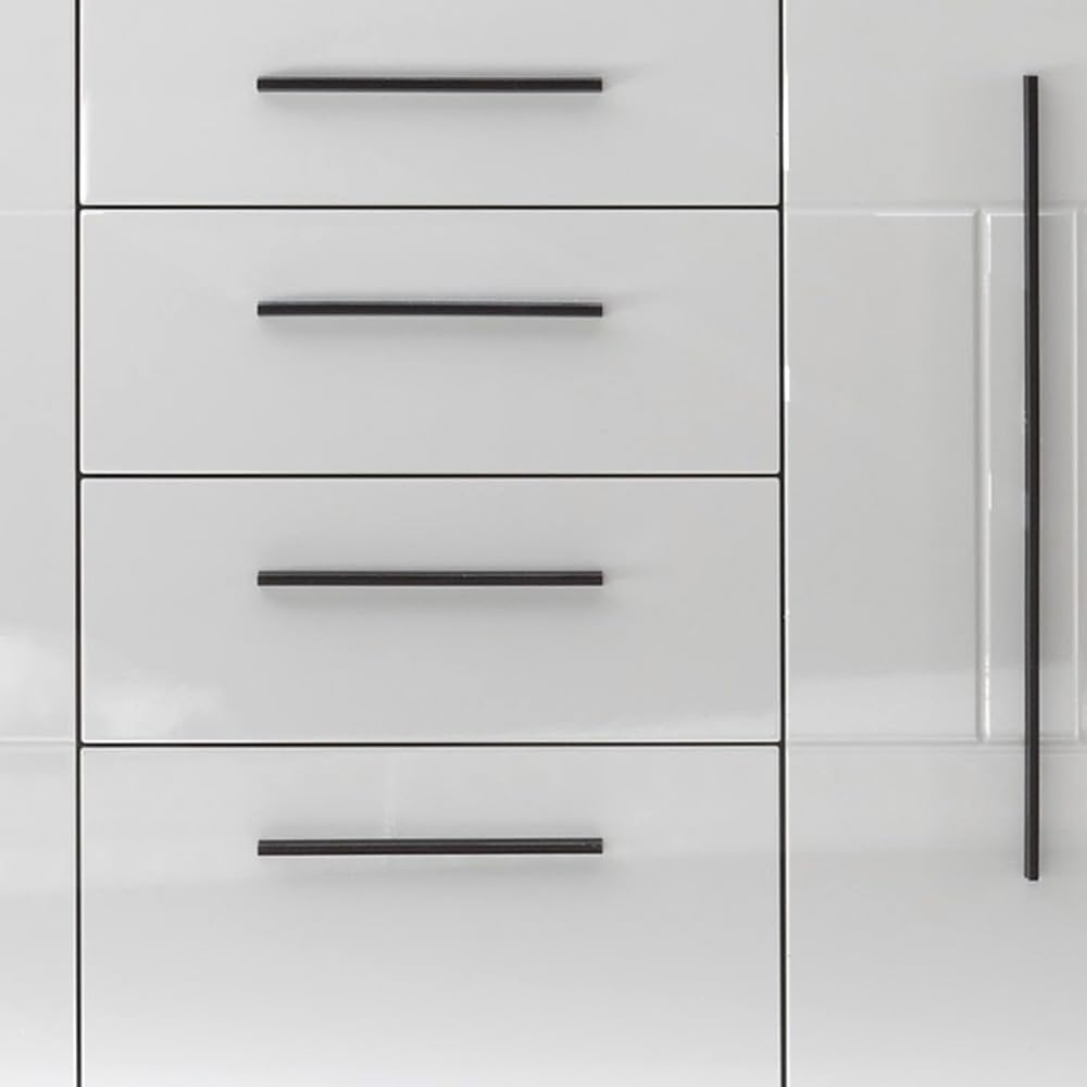 Lomadox Wohnwand Set in weiß Hochglanz mit 2 Vitrinen inkl. LED und großem Sideboard BxHxT: 300x200x42cm