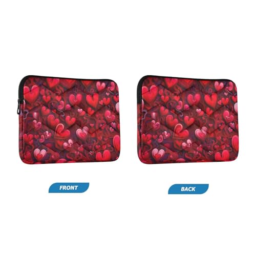 Funda para portátil 13-14 pulgadas con patrón de corazones rojos miniatura 2