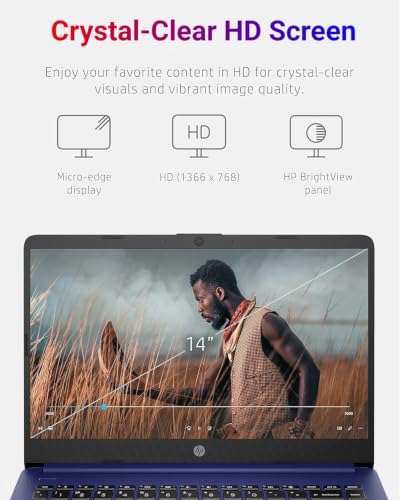 Image of HP 14 inch Everyday Laptop • Copilot AI • Intel 4-Core Processor • 4GB RAM • 64GB SSD • Windows 11 • Microsoft 365 • Thin & Portable