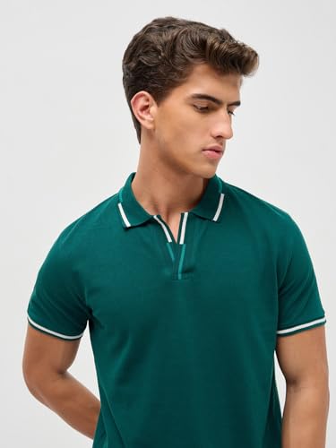 Image of Urbano Fashion Men's Solid Regular Fit Half Sleeve Cotton Polo T-Shirt