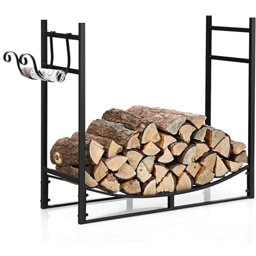 Leñero Exterior de Gran Capacidad, Soporte para Leña, Resistente a la Intemperie, Ideal para Jardín y Terraza, para Protección, Montaje Fácil