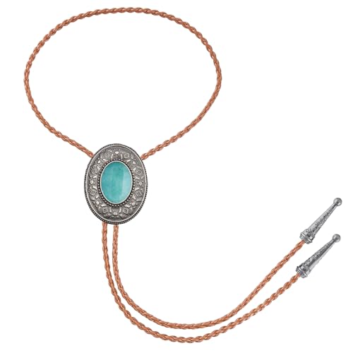 Image of GelConnie Native American Bolo Tie Rodeo Cowboy Leather Necktie Western Necklace Costume Accessories for Men,Women
