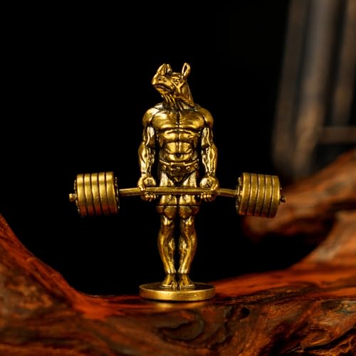 CHOVY 100% Solid Brass Bodybuilding Rhino Sculpture - Handcrafted Weightlifting Animal Statue, Vintage Gym & Fitness Decor, Masculine Office Desk Art, Unique Gift for Bodybuilders & Collectors