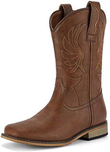 Rollda Kids Cowboy Boots for Boys Girls Western Square Toe Cowgirl Boots with Walking Heel (Toddler/Little Kid/Big Kid)