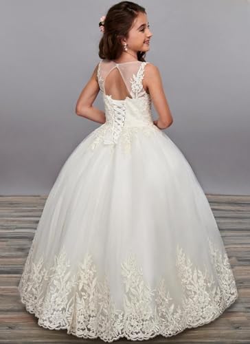 Lace Tulle Flower Girl Dresses for Wedding Backless Princess Pageant Ball Gown A Line First Communion Dress for Girls4