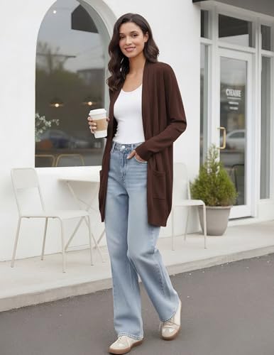 Image of GRACE KARIN Long Cardigan for Women Lightweight Open Front with Pockets | Oversized Cardigan Sweaters for Women, Soft Knit, Casual Fall Clothes, Layering Piece for Fall, Winter & Office Wear