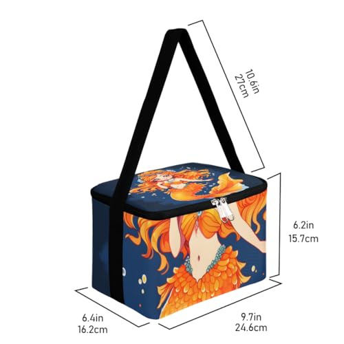 GzLeyigou Lunch Bags for Women Men 9 Cans,Swimming Marine Mermaid Hot & Cold Food Delivery Bag Insulated Grocery Bag Insulated Lunch Box Mermaid Cooler Bag for Office Work Picnic Beach