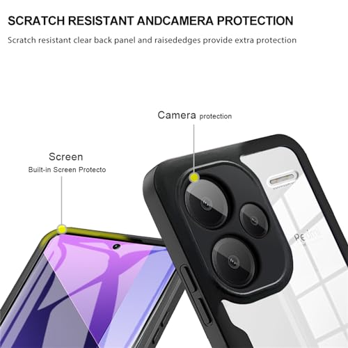 Image of CCSamll for Xiaomi Redmi Note 13 Pro+ Case with Screen Protector QC Black | Clear Shockproof TPU Bumper, Full Body Protective Phone Cover, Touch Sensitive Front Case for Xiaomi Redmi Note 13 Pro+ 5G
