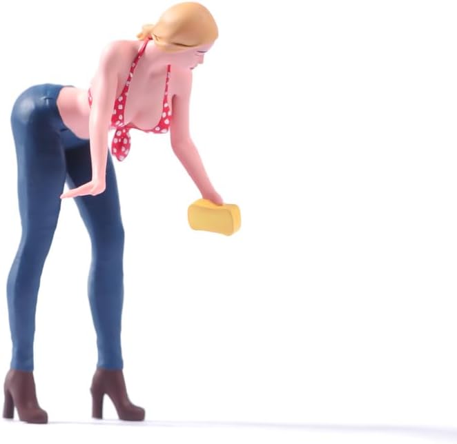 Sexy Car Cleaner Female Miniature Figurine, 1/18 1/24 1/43 1/64 1/87 Sexy Female Figure Possessed by a Car Cleaner, Ass up Sexy Woman Figure (1/64 Colored 2)