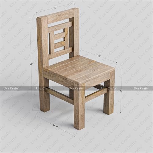 Image of Wooden Small Chair for Kids, Mango Wood, 11.5 x 10 x 20 Inch, Strong & Comfortable for Study, Play & Home, Natural | Chair02