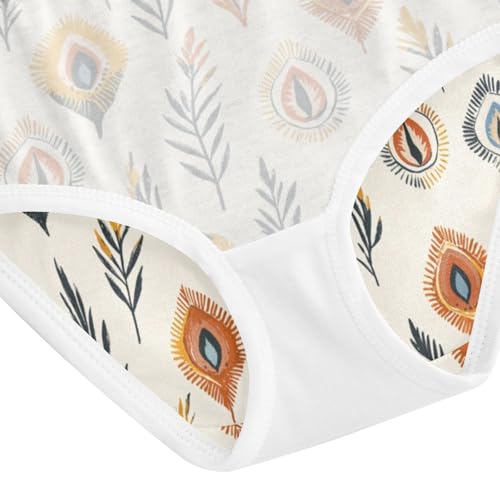 ZZKKO Bohemian Leaves Pattern Girls Underwear Toddler Panties for Girls Comfort Brief Size 2-8T4