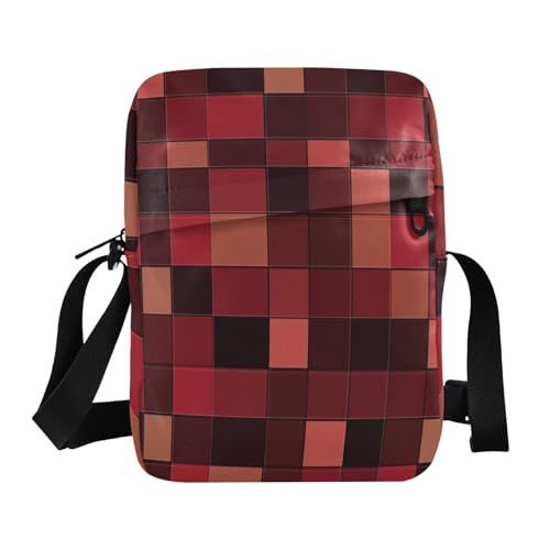 small messenger bag for women Small Crossbody Bags For Women Cross Body Purse Adjustable Strap for Shopping Shopping- Squares Burgundy Red