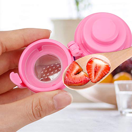 Image of Baby Food Feeder 3 Pack Silicone Fruit Pacifier Teething Reusable Pouches Pacifier Pink by Mluchee(S,M,L)