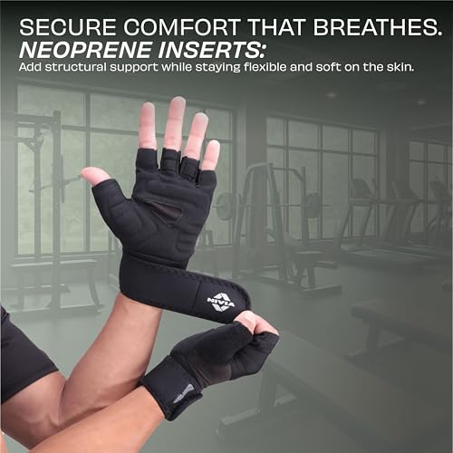Image of Nivia Enduro Gym Gloves with Wrist Support for Men & Women, Leather Palm & Mesh Back for Breathability, Ideal for Weightlifting, Training, Crossfit & Home Fitness Equipment (Black, M)