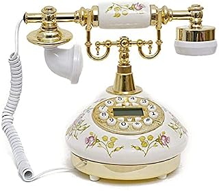 Designo New Replica Antique Telephone, Vintage Retro landline house home phone handset, corded machine Golden fashion 60s classic dial set BT antik