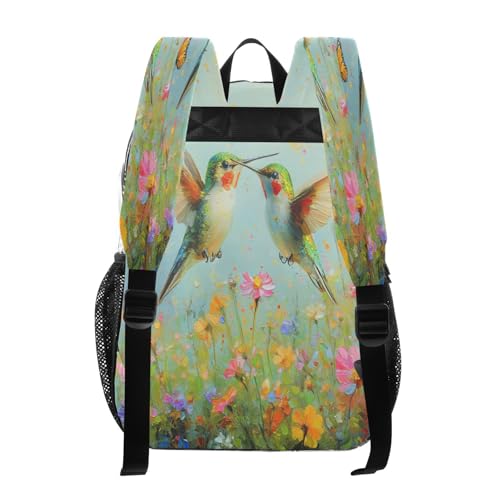 Hummingbirds Wildflowers Clear Backpack - Stadium Approved Large 15.7-inch Waterproof Transparent Bag for Sports, Concerts, Work, Travel#1983