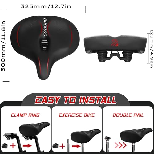 Image of BUCKLOS Wide Bike Seat for Men Women Ebike Seats Comfort Extra Large Comfortable Bicycle Seats Saddle for Ebike /Crusier /Exercise /Peloton Bike